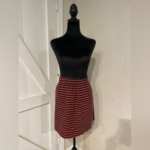 J. Crew orange and blue striped paper bag waist style skirt size 0